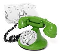 Opis Technology FunkyFon Cable Telefono Fisso Vintage a Disco, Verde | Apparecchio retro da collezione per casa, suoneria elettrica integrata. Stile antico, compatibile router.