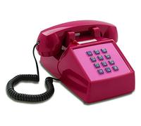 Opis Technology PushMeFon Cable Telefono Vintage a Tasti, Rosa Violetto | Design classico anni 70 vecchio stile, campana in metallo e spia di chiamata. Da tavolo casa, compatibile router.
