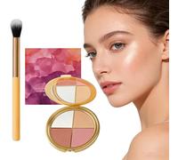 OPIURVY 1 Pezzo Contouring Essence Palette 4 in 1, Ombretto e Blush con Highlighter, Trucco Viso Multitasking Salvaspazio, Makeup Coordinato per Occhi e Guance (Incluso Pennello)