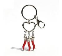 OPIURVY 1 Pezzo Portachiavi Cornetto Portafortuna in Acciaio Inossidabile Rosso con Sacchetto, Ciondolo Multiuso Regalo Ideale per Compleanno, San Valentino, Natale e Laurea (28g)