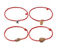 OPIURVY Bracciale rosso da 4 pezzi con ciondolo, protezione dal malocchio, ciondolo in corda fatto a mano, portafortuna dell'amicizia, accessori regolabili per coppie di uomini e donne.
