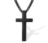 OPIURVY Croce Collane Girocollo Uomo Acciaio Inox con, Collana con ciondolo a croce con diamanti, crocifisso collana uomo Pendaglio Regalo per Ragazzo（nero）