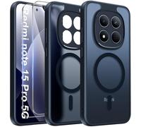 Opkiegrn Custodia magnetica compatibile con Xiaomi Redmi Note 15 Pro 5G con 2 pellicole protettive in vetro temperato, protezione completa della fotocamera, antiurto, antigraffio, opaco, trasparente