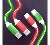 Opligevo Cavo di ricarica LED USB C, confezione da 2 confezioni da 6,6 piedi, cavo di ricarica USB C veloce compatibile con Samsung Galaxy S21 S20 S10 S9 S8 Note 20, LG V30 V20 G6 (6,5 piedi, rosso e