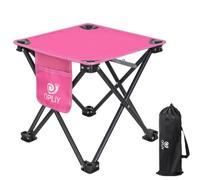 Opliy Sgabello da campeggio, piccola sedia pieghevole da 34,3 cm, portatile, per campeggio, pesca, escursionismo, giardinaggio e spiaggia, con borsa per il trasporto (rosso rosa, L 34,3 cm)