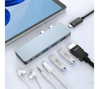 Opluz Docking station 6 in 2 Surface Pro 8 9 X, accessori per Microsoft Surface Pro Dock Hub Thunderbolt 4, con porta HDMI 4K a 60 Hz, 2 USB-A 3.0 (10 Gbps), 2 USB-C, jack audio da 3,5 mm di ricarica