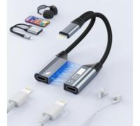 Opluz Sdoppiatore per iPhone per ricarica e cuffie, splitter magnetico Lightning a cuffie Lightning + adattatore caricabatterie cavo adattatore audio per iPhone 14/13/12/11/8/7/6/pad