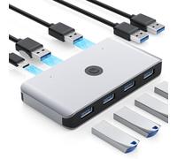 Opluz Selettore switch KVM USB 3.0 2 computer Condividi 4 porte USB 3.0 Switcher USB per tastiera, mouse, stampante, scanner, PC, laptop, adattatore interruttore a un pulsante con 2 cavi USB 3.0