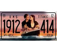 OPO 10 - Placca di Metallo Decorativa del Film Titanic con Leonard di Caprio e Kate Winslet - Dimensioni 30x15 cm
