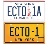 OPO 10 - Set di 2 Replica Targa in Metallo dell'auto ECTO 1 Compatibile con Cadillac 1959 dal Film GHOSBUSTERS (PF01)