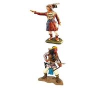 OPO 10 - Set di 2 Statuette di nativi Americani: Geronimo e Osceola, Metallo, 6 cm, Scala 1/32 - USA Native Americans LI14