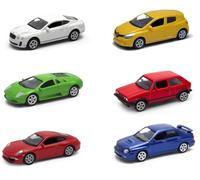 OPO 10 - Set di 6 Auto Sportive in Miniatura, Scala 1:64, 7,5 cm, compatibili con: Lamborghini, Subaru, Renault, Porsche, Bentley, Volkswagen - Welly LSUP8