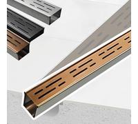 OPOLDBDMAC Piccolo Canaletta Scolo Acqua Piovana Kit Acciaio Inox 304, Largo 3.5cm 5cm, Canaletta Di Drenaggio Lineare Per Terrazza, Piscina, Marciapiede, Griglia Rimovibile(Gold,5x3cm/2x1.2in)