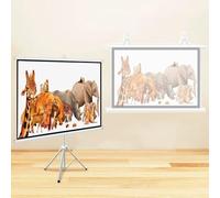 OPOLDBDMAC Piccolo Schermo di Proiezione con Supporto，Teatro Domestico Schermo Proiettore Ufficio Scuola Schermo per Proiettore 40 50 60pollici Avvolgibile Schermo(White,60in-16:9)