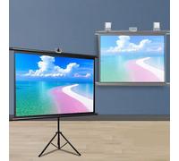 OPOLDBDMAC Piccolo Schermo di Proiezione con Supporto，Teatro Domestico Schermo Proiettore Ufficio Scuola Schermo per Proiettore 40 50 60pollici Avvolgibile Schermo(Black,60in-4:3)