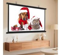 OPOLDBDMAC Schermo per Proiettore A Scomparsa Manuale, Schermo HD Senza Pieghe, con Gancio Rimovibile, per Cinema in Casa, Film, da Parete/soffitto, 40/50/60 Pollici(Black,60inch4:3)