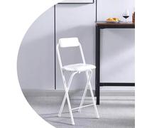 OPOLDBDMAC Sedia Pieghevole con Schienale, Sgabello Pieghevole Alto in Acciaio, Sgabello Collassabile A Misura di Contatore Rivestito in Pelle per Isola Cucina, Negozio, caffè(White,50cm/19.6in)