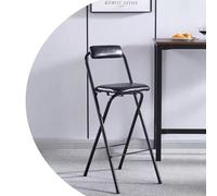 OPOLDBDMAC Sedia Pieghevole con Schienale, Sgabello Pieghevole Alto in Acciaio, Sgabello Collassabile A Misura di Contatore Rivestito in Pelle per Isola Cucina, Negozio, caffè(Black,70cm/27.5in)