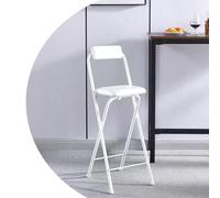 OPOLDBDMAC Sedia Pieghevole con Schienale, Sgabello Pieghevole Alto in Acciaio, Sgabello Collassabile A Misura di Contatore Rivestito in Pelle per Isola Cucina, Negozio, caffè(White,70cm/27.5in)