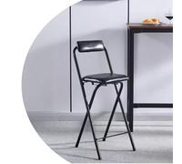 OPOLDBDMAC Sedia Pieghevole con Schienale, Sgabello Pieghevole Alto in Acciaio, Sgabello Collassabile A Misura di Contatore Rivestito in Pelle per Isola Cucina, Negozio, caffè(Black,60cm/23.6in)