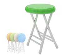 OPOLDBDMAC Sgabelli da Bar Pieghevoli in Pelle Imbottiti per Adulti, Sgabelli Pieghevoli con Struttura Metallica Rotonda per Campeggio, Cucina, Negozi E caffè(Dark Green)