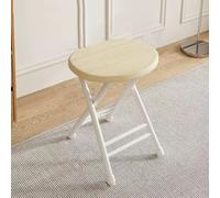 OPOLDBDMAC Sgabello Pieghevole Portatile con Piedi Antiscivolo, 18in Sgabello Pieghevole Senza Schienale per Vivere Salotto Cucina con Struttura in Acciaio(White Frame - Beige)