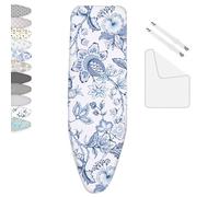 OPOLDBDMAC Tessuti Copriasse Telo Copri ASSE da Stiro Mollettone 90x30 100x34 110x35 120x40cm Foderina da Stiro Coulisse Copri ASSE da Stiro Strisce Bianche(Blue,122x38cm/48x15in)