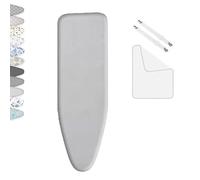 OPOLDBDMAC Tessuti Copriasse Telo Copri ASSE da Stiro Mollettone 90x30 100x34 110x35 120x40cm Foderina da Stiro Coulisse Copri ASSE da Stiro Strisce Bianche(Silver,92x33cm/36x13in)