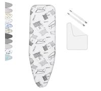 OPOLDBDMAC Tessuti Copriasse Telo Copri ASSE da Stiro Mollettone 90x30 100x34 110x35 120x40cm Foderina da Stiro Coulisse Copri ASSE da Stiro Strisce Bianche(Life,97x33cm/38x13in)