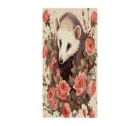 Opossum and Roses - Copertura decorativa per porta di benvenuto, da appendere, decorazione per porta d'ingresso, grande sfondo divertente, decorazioni per interni ed esterni, decorazione per feste, 90