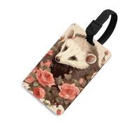 Opossum and Roses Etichetta per bagagli Divertente Identificatore per Bagagli Etichette per Zaini Etichette Uniche per Bagagli da Viaggio Etichette per Borse da Viaggio Nome ID Valigia Identificare