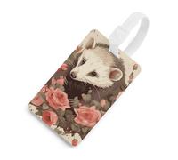 Opossum and Roses Etichetta per bagagli Divertente Identificatore per Bagagli Etichette per Zaini Etichette Uniche per Bagagli da Viaggio Etichette per Borse da Viaggio Nome ID Valigia Identificare