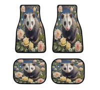 Opossum and Roses - Tappetini per auto personalizzati, antiscivolo, anteriori e posteriori, classici per tutte le stagioni, universali, adatti per SUV, furgoni, berline, camion, set da 4 pezzi