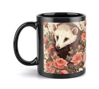 Opossum and Roses - Tazza da caffè grande con manico, stile unico per qualsiasi cucina, personalizzabile, divertente, ideale per tè, cioccolata calda, per uomini, donne, ufficio