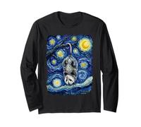 Opossum Appeso Sottosopra in Stile Notte Stellata di Van Gogh Maglia a Manica