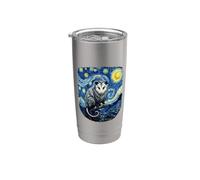 Opossum appollaiato in stile impressionista della notte stellata di Van Gogh Bicchiere termico in acciaio inox doppia parete