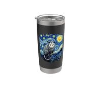 Opossum appollaiato in stile impressionista della notte stellata di Van Gogh Bicchiere termico in acciaio inox doppia parete