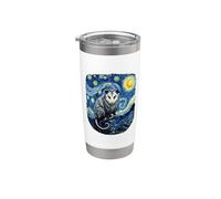 Opossum appollaiato in stile impressionista della notte stellata di Van Gogh Bicchiere termico in acciaio inox doppia parete