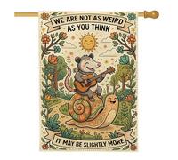 Opossum - Bandiera per la casa, fantasiosa natura lumaca sole primavera gialla su entrambi i lati, decorativa, per esterni, patio, prato, ingresso, campeggio, 71 x 101 cm