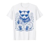Opossum Bath Water Swimming Ripples Cool Possum Face Maglietta