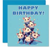 Opossum - Biglietti di compleanno lei piramide con animali mamma papà fratello sorella zia zio cugino amico famiglia collega 145mm biglietti di auguri compleanno