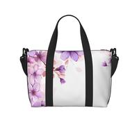 Opossum - Borsa da viaggio a tracolla impermeabile, con tracolla regolabile, multi-scomparto per palestra, viaggi, attività all'aperto, Incorniciare fiori lilla in fiore, Taglia unica