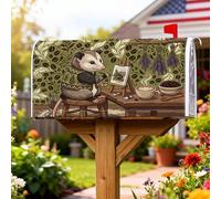 Opossum, Copertura magnetica per cassetta postale, fantasiosa tavolozza rustica per cassette postali in grani di caffè, nessuna copertura verde stagionale per la decorazione del cortile 53 x 64 cm