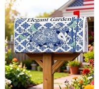 Opossum Coperture magnetiche per cassetta delle lettere, elegante copertura per cassetta delle lettere da giardino, fiori, farfalle, primavera, blu, decorazione per portico anteriore, 45,7 x 53,7 cm