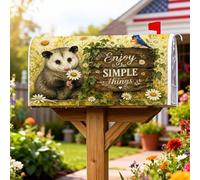 Opossum - Coperture magnetiche per cassetta postale, rustiche, fantasiose margherite, in legno, verde primavera, copertura decorativa per cassetta delle lettere per la casa e il giardino, 53 x 64 cm