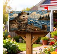 Opossum - Coperture magnetiche per cassetta postale, stile rustico, nautico, con onde estive, blu, per esterni, decorazione per portico, 45,7 x 53,3 cm