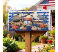 Opossum Coperture magnetiche per cassette postali, copertura per cassetta postale blu nautica costiera gabbiano boa estiva blu copertura per decorazione esterna cortile 45,7 x 53,3 cm