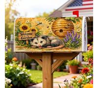 Opossum - Coperture magnetiche per cassette postali, da giardino, rustiche, a nido d'ape, motivo girasole a nido d'ape, per decorazioni esterne, 45 x 53 cm