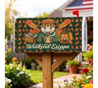 Opossum - Coperture magnetiche per cassette postali, decorazione per porta d'ingresso, con lanterna rustica autunnale, colore verde, per decorazione della porta d'ingresso, 45,7 x 53,7 cm
