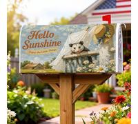 Opossum, Coperture magnetiche per cassette postali, decorazione rustica con margherite e cappello primaverile, blu, decorazione per porta d'ingresso, 45,7 x 53,7 cm